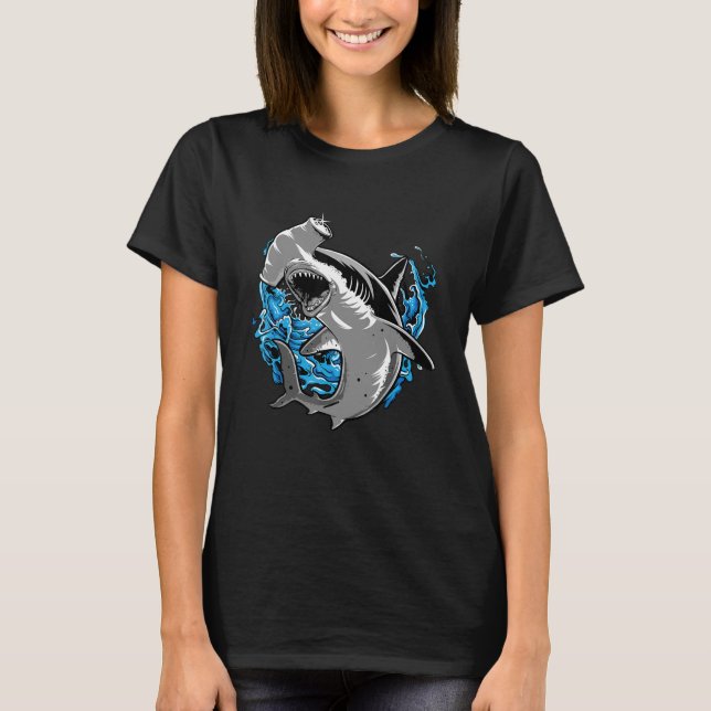 Cool Marine Life Underwater Hammerhead Shark T-Shirt (Front)
