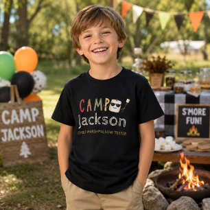 Cool Marshmallow Personalised Camping Birthday Tri-Blend Shirt
