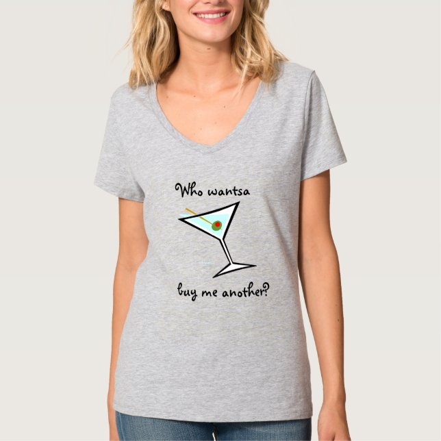 Cool Martini and Pimento Olive Bachelorette Funny  T-Shirt (Front)