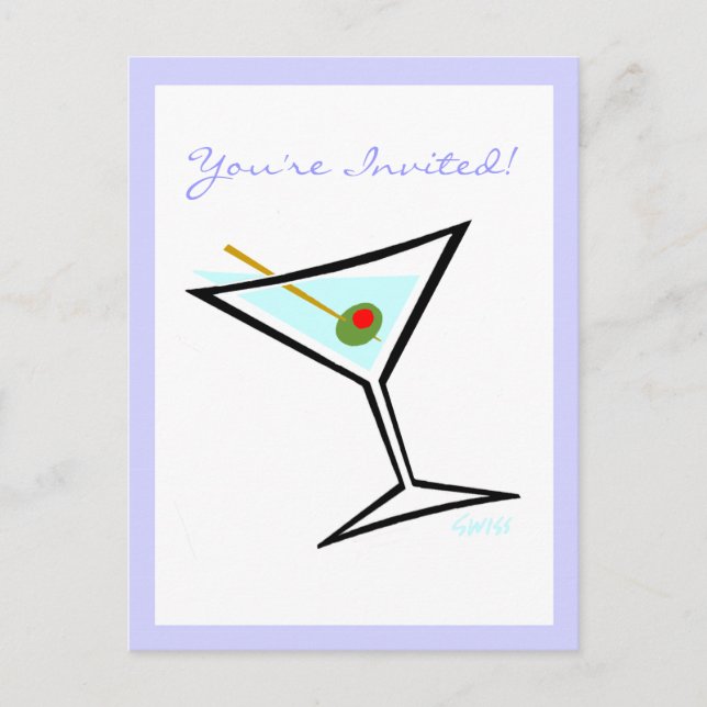 Cool Martini Glass Cocktail Party Invitation (Front)