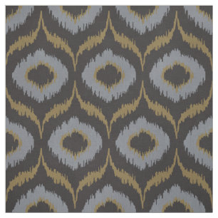 Cool masculine black grey gold ikat tribal pattern fabric