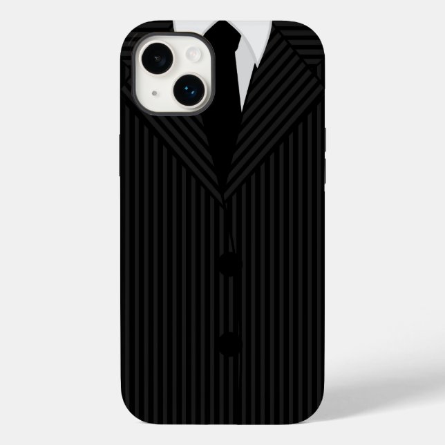 Cool Masculine Black Pinstripe Suit and Tie Classy Case-Mate iPhone Case (Back)