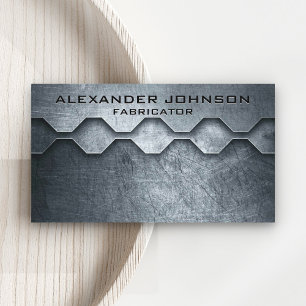 Cool Masculine Metallic Look Mechanical Fabricator Business Card