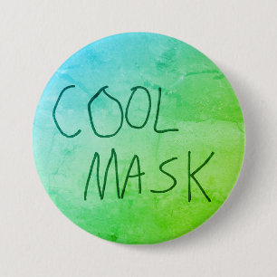 Cool Mask Original Handwriting Green and Blue 7.5 Cm Round Badge