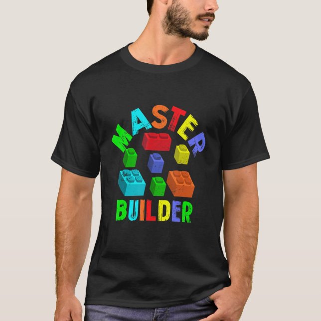 Cool Master Builder Funny Building Blocks funny Me T-Shirt (Front)