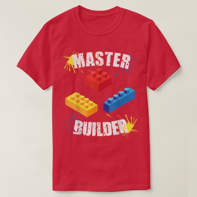 Cool Master Builder Funny Building Blocks Men Wome T-Shirt (Design Front)