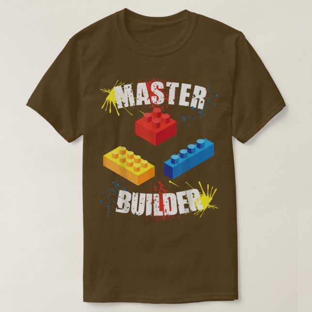 Cool Master Builder Funny Building Blocks Men Wome T-Shirt (Design Front)