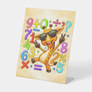 Cool Maths Giraffe Numbers Desk Art for Kids Pedestal Sign