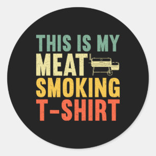 Cool Meat Smoking Art For Men Women Bbq Griller Me Classic Round Sticker