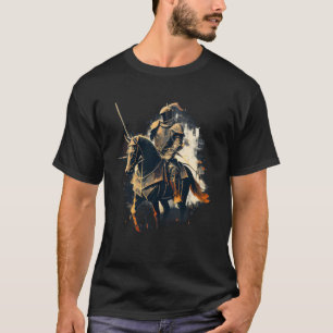 Cool mediaeval Knight in Armour and Horse T-Shirt