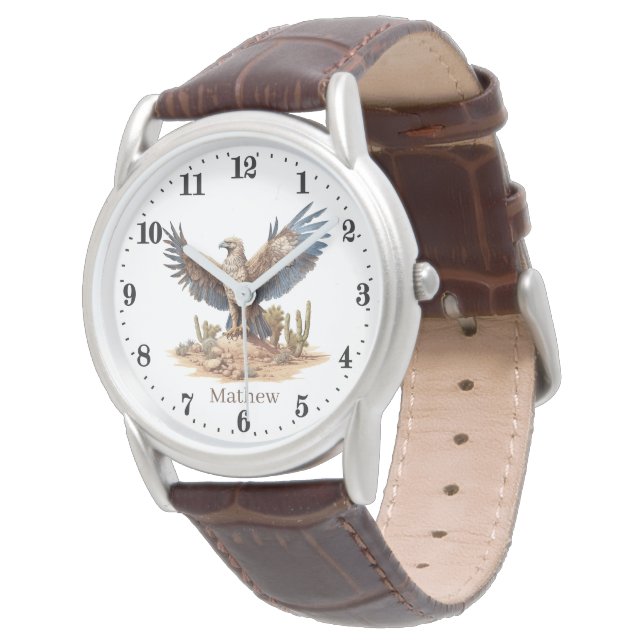 Cool men eagle lovers add name  watch (Angled)