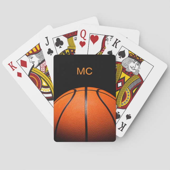Cool Men's Basketball Monogram Playing Cards (Back)