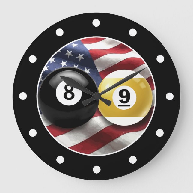 Cool Men's Man Cave Pool Room Wall Clocks (Front)