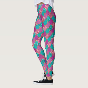 cool mermaid glitter unicorn pattern fuchsia pink leggings