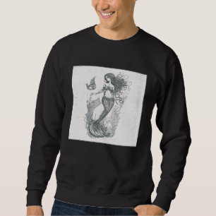Cool Mermaid Line Illustration Vintage Unique Wome Sweatshirt