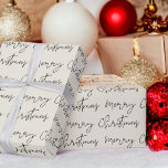 Cool Merry Christmas script font beige pattern  Wrapping Paper<br><div class="desc">Merry Christmas script typography black on beige ivory pattern,  all the colours are editable, </div>