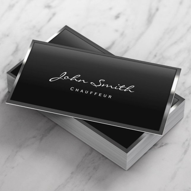 Cool Metal Border Chauffeur Business Card (Creator Uploaded)