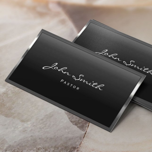 Cool Metal Border Pastor Business Card (Creator Uploaded)