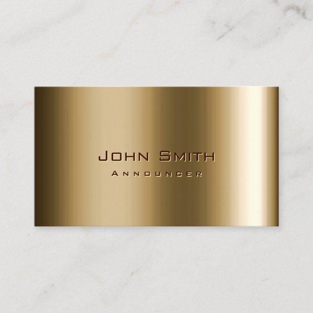 Cool Metal Bronze Announcer Business Card (Front)