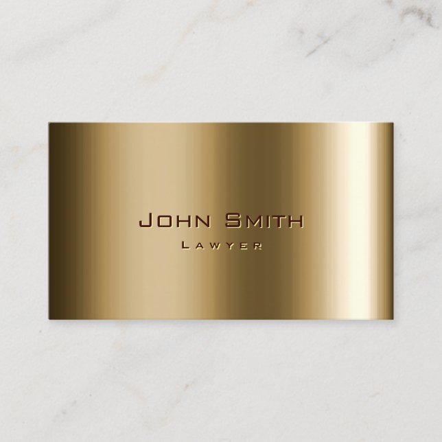 Cool Metal Bronze Lawyer Business Card (Front)
