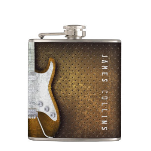 Cool Metal Grunge Electric Guitar Personalised Hip Flask