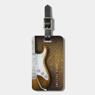 Cool Metal Grunge Electric Guitar Personalised Luggage Tag
