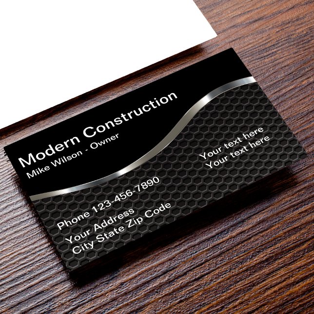 Cool Metallic Look Construction Business Card (Creator Uploaded)