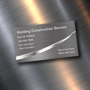 Cool Metallic Look Welding Construction Magnetic Business Card