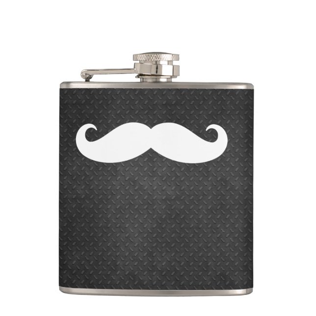 Cool Metallic Steel Look with Funny White Hip Flask (Front)