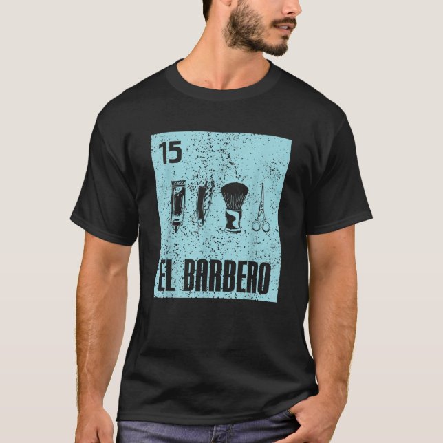 Cool Mexican El Barbero Hairdressers Distressed Ba T-Shirt (Front)