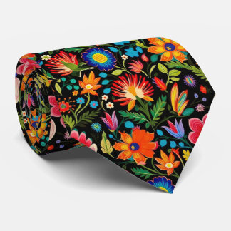 Cool Mexican fiesta flower tiled pattern Tie