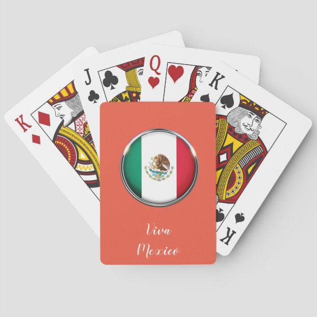 Cool Mexico Flag Design Playing Cards (Back)
