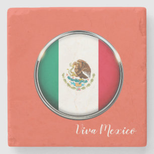 Cool Mexico Flag Design Stone Coaster