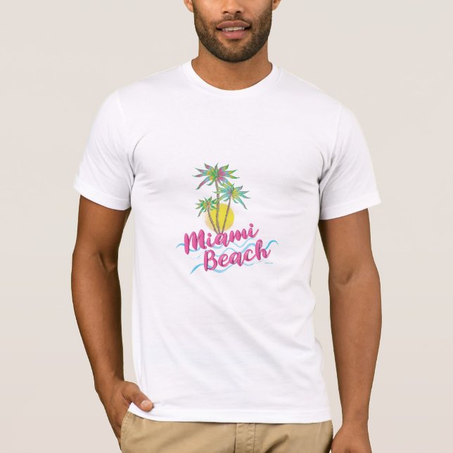 Cool Miami Beach, Florida Palm Trees Graphic T-Shirt (Front)