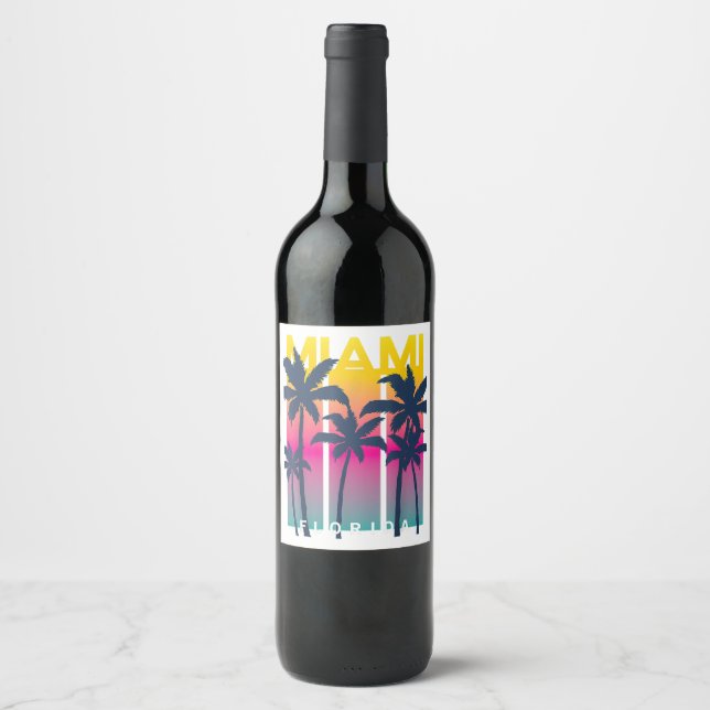 Cool Miami Florida Graphic Design Tees, I Love Mia Wine Label (Front)