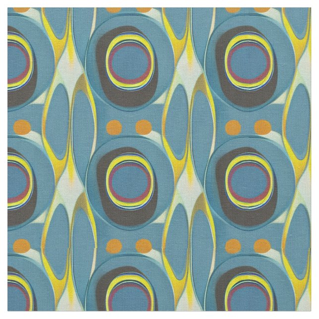 Cool Mid Century Modern Abstract Fabric (Close Up)