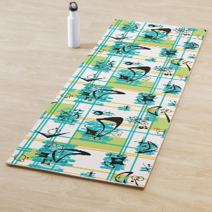 Cool mid century modern inspired madras pattern, r yoga mat