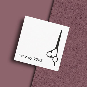 Cool Minimal Black White Hair Stylist Square Business Card