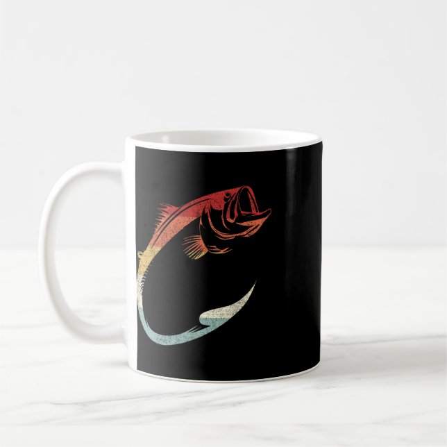 Cool Minimal Fish Hook Art For Fishing Enthusiasts Coffee Mug (Left)