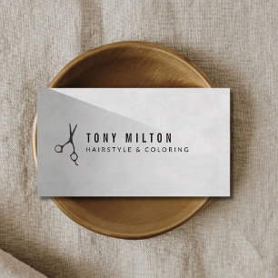 Cool Minimal Grey Black Scissors Hairstylist Business Card
