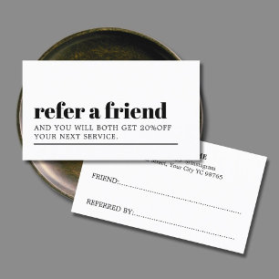 Cool Minimalist Black White Bold Beauty Salon Referral Card