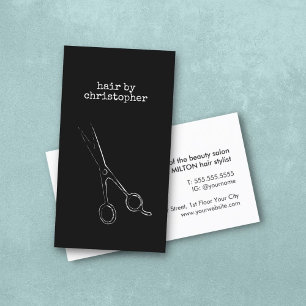 Cool Minimalist Black White Scissor Hair Stylist Business Card