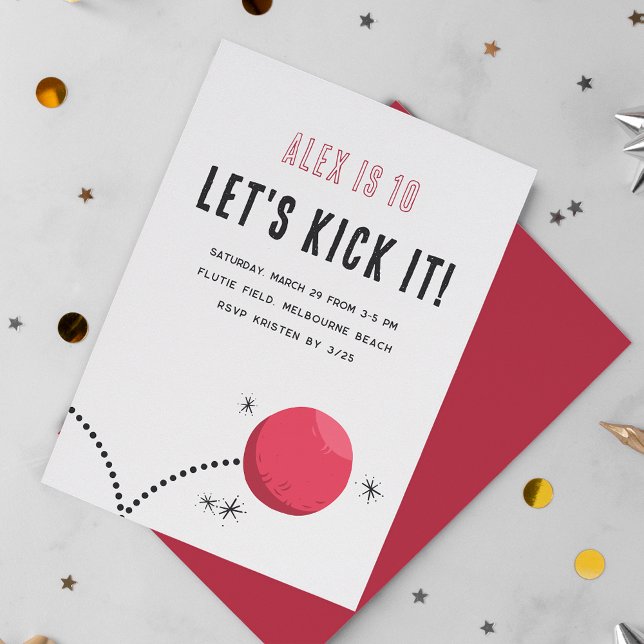 Cool Minimalist Kids Kickball Birthday Party Invitation (Creator Uploaded)