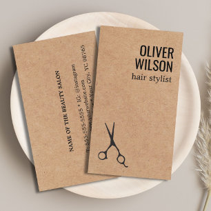 Cool Minimalist Printed Kraft Black Bold HairSalon Business Card