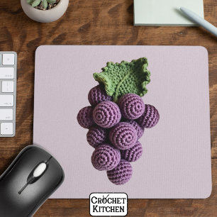 Cool Minimalist Purple Grandma Chic Crochet Grape Mouse Pad