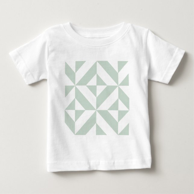 Cool Mint Geometric Deco Cube Pattern Baby T-Shirt (Front)