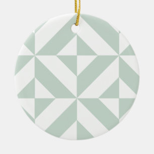 Cool Mint Geometric Deco Cube Pattern Ceramic Tree Decoration