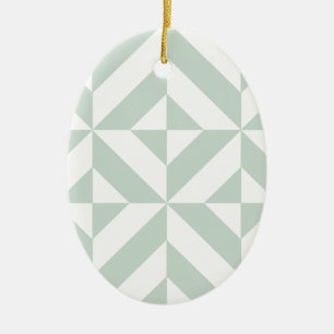Cool Mint Geometric Deco Cube Pattern Ceramic Tree Decoration