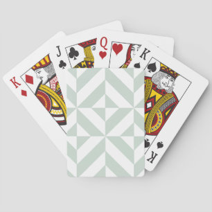 Cool Mint Geometric Deco Cube Pattern Playing Cards