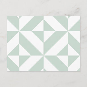 Cool Mint Geometric Deco Cube Pattern Postcard
